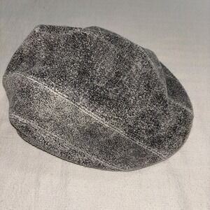 Cremieux Men's Distressed Grey Leather Newsboy Ivy-Style Cap Size S/M NWT